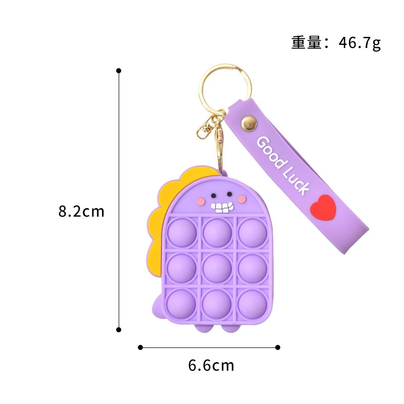 Children Circle Silicone Kids Color Pastel Dinosaur Coin Purse Bag New Pops Toy It Push Pouch Wallet New Cute Mini Soft Silicone Wallet Bags Zipper Push Bubble