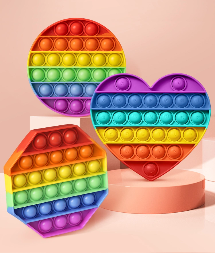 Push Pops System Bubble Rainbow Color Anti-Stress Stress Relief Squishy Simple Dimple Fidget Toy Kids Toys