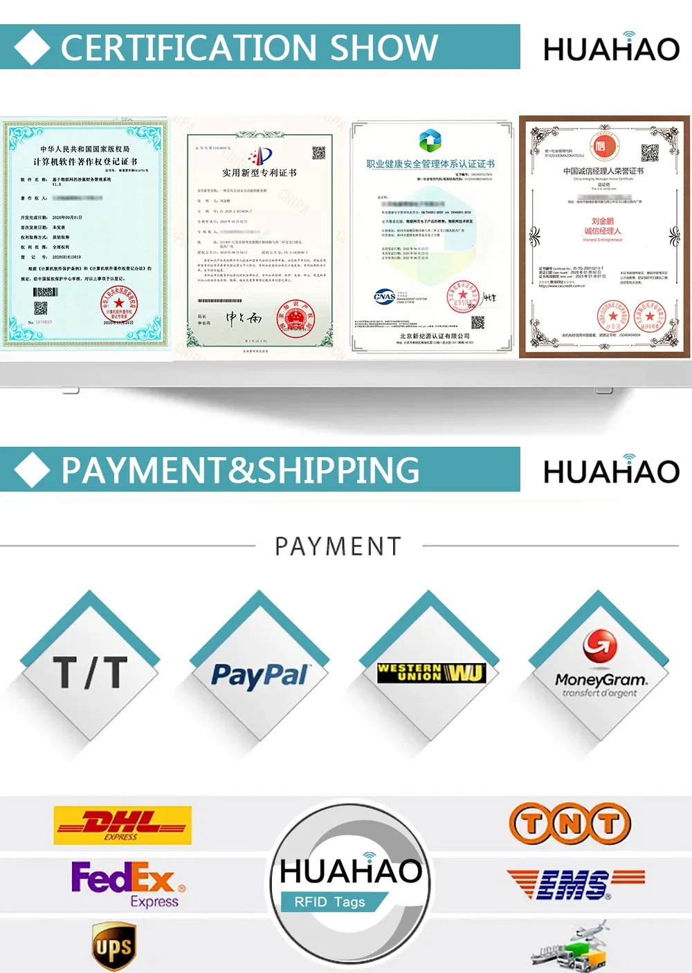 Free Sample! Huahao RFID NFC Manufacturer Custom 860-960MHz UHF RFID Tag