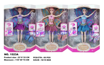 Factory Supply Plastic Toy Butterfly Doll in Painting Dress