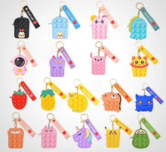 New Rainbow Mickey Mini Bag Push Pop Puzzle Bubble Fidget It Toy